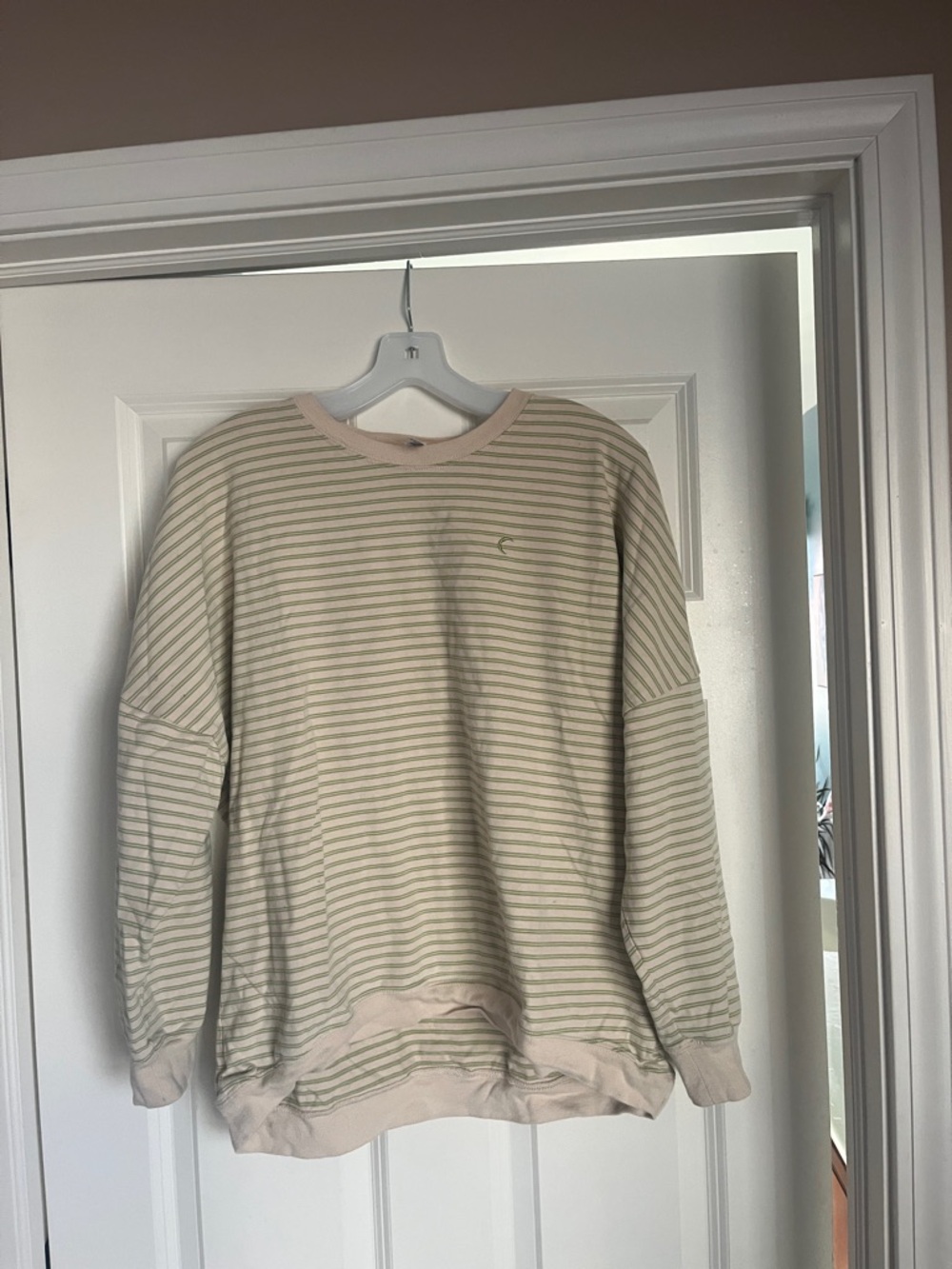 ZYIA Striped Long Sleeve Top in Cream and Sage